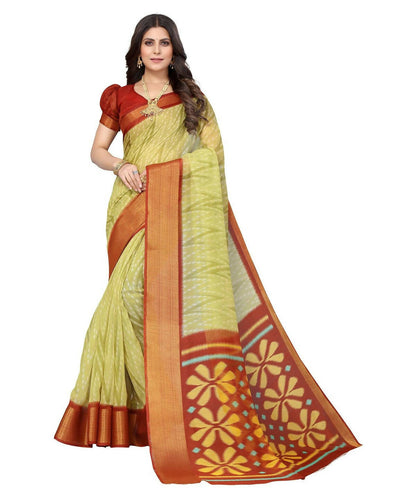 Vamika Cotton Light Green Jari Border Bollywood Style Saree (DINO LIGHT GREEN)