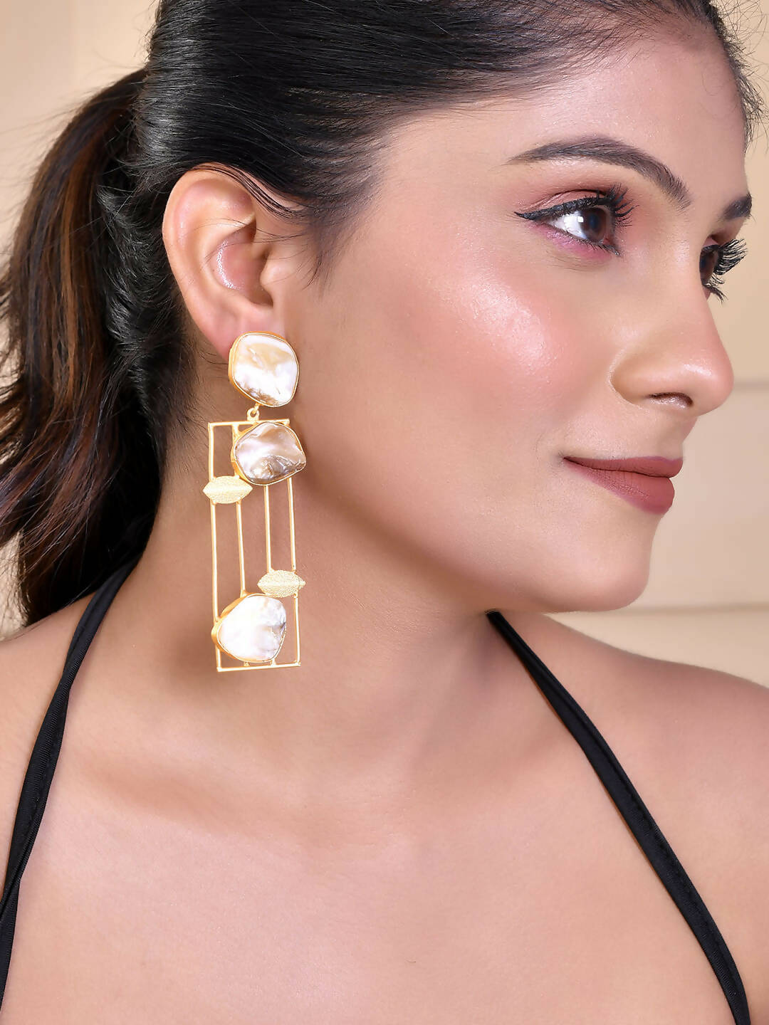 VOJ Women Gold Color stainless steel Earrings