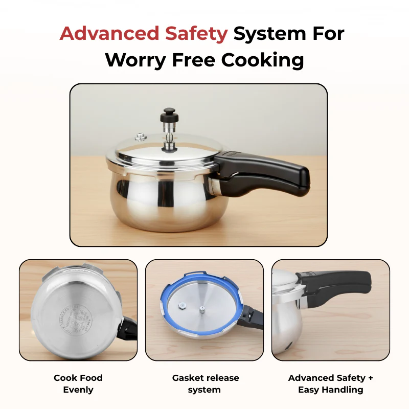 Vinod Doniv Titanium Triply Stainless Steel Pressure Cooker 3L Induction Gas