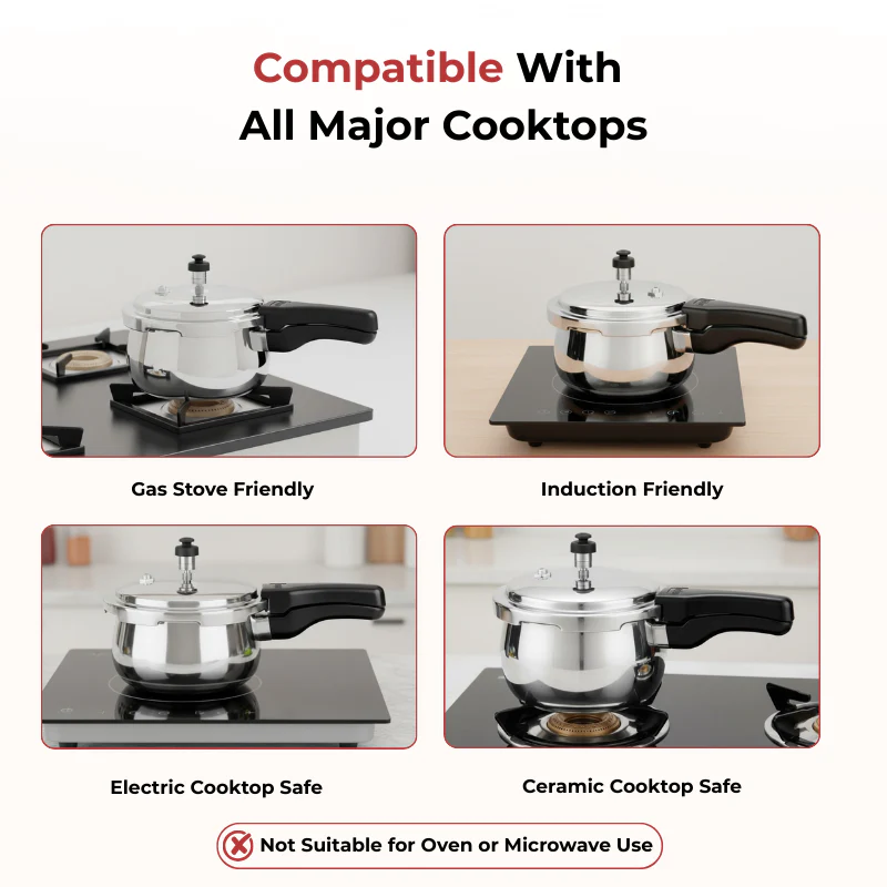 Vinod Doniv Titanium Triply Stainless Steel Pressure Cooker 3L Induction Gas
