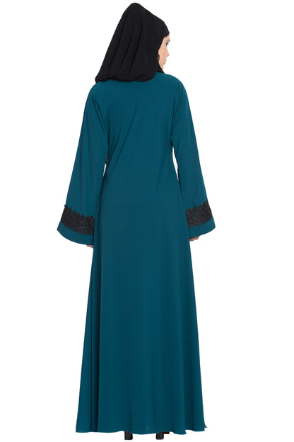 Bashariya Umbrella Flare Abaya With Lacework On Sleeves