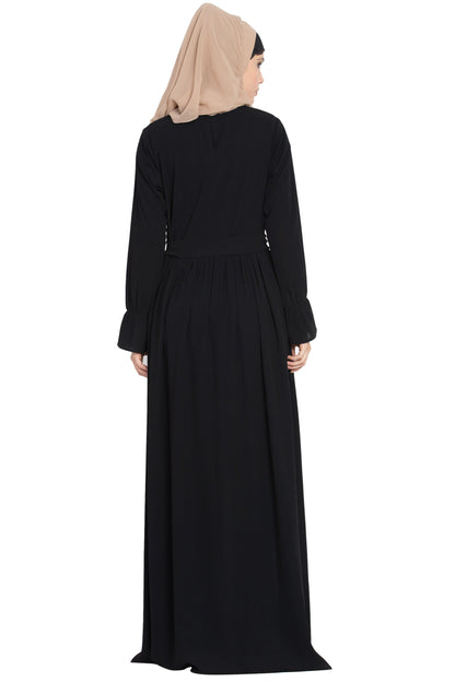 Bashariya Abaya Dress With Double Layers Of Bell Sleeves