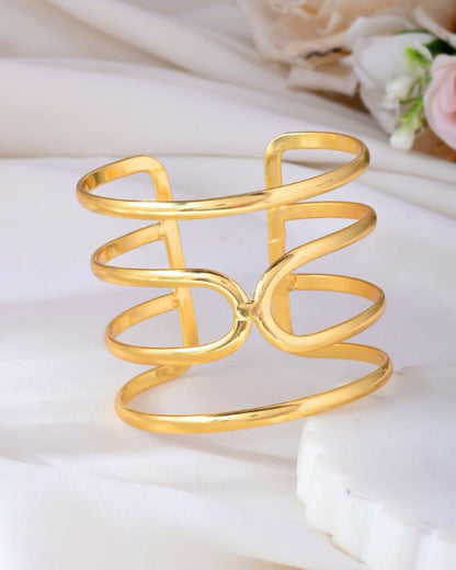 VOJ Gold-Polished multi Layer Kada Bracelet