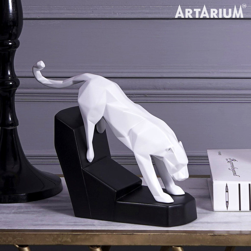 Artarium Modern Geometric Leaping Jaguar Figurine Idol