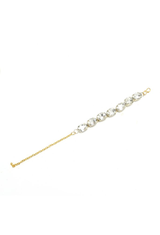 Mominos Fashion Johar Kamal Gold-Polished Finish Stone Choker For Women (White)