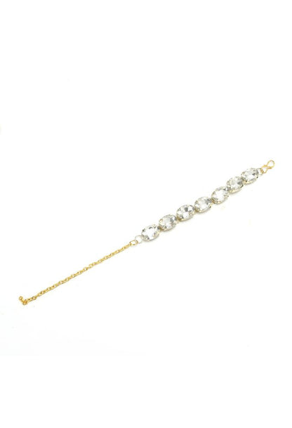 Mominos Fashion Johar Kamal Gold-Polished Finish Stone Choker For Women (White)