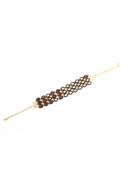 Mominos Fashion Johar Kamal Gold-Polished Finish Stone Choker For Women (Brown)