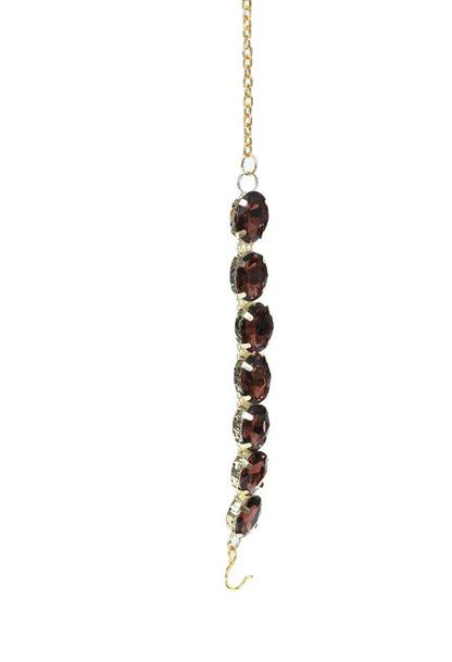 Mominos Fashion Johar Kamal Gold-Polished Finish Stone Choker For Women (Brown)