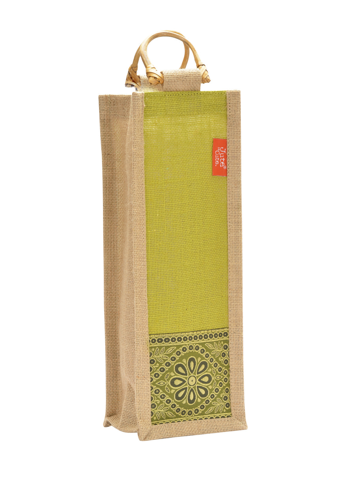 Jute Cottage Bottle Bag With Lace / Print