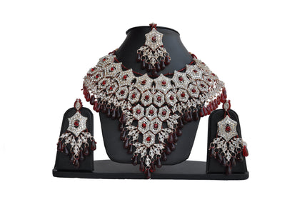 Gold-Polished Alloy Handcrafted Semi Bridal Grand Look Necklace Set - The Pari
