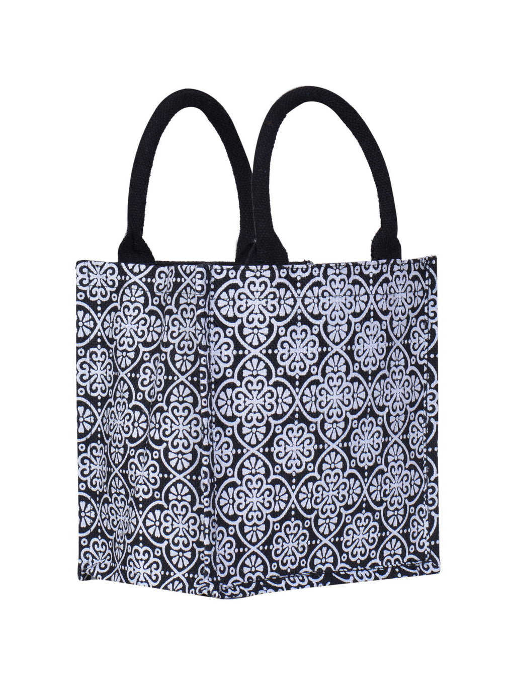 Jute Cottage Mughal Print Zipper Lunch Bag 100% Genuine Jute