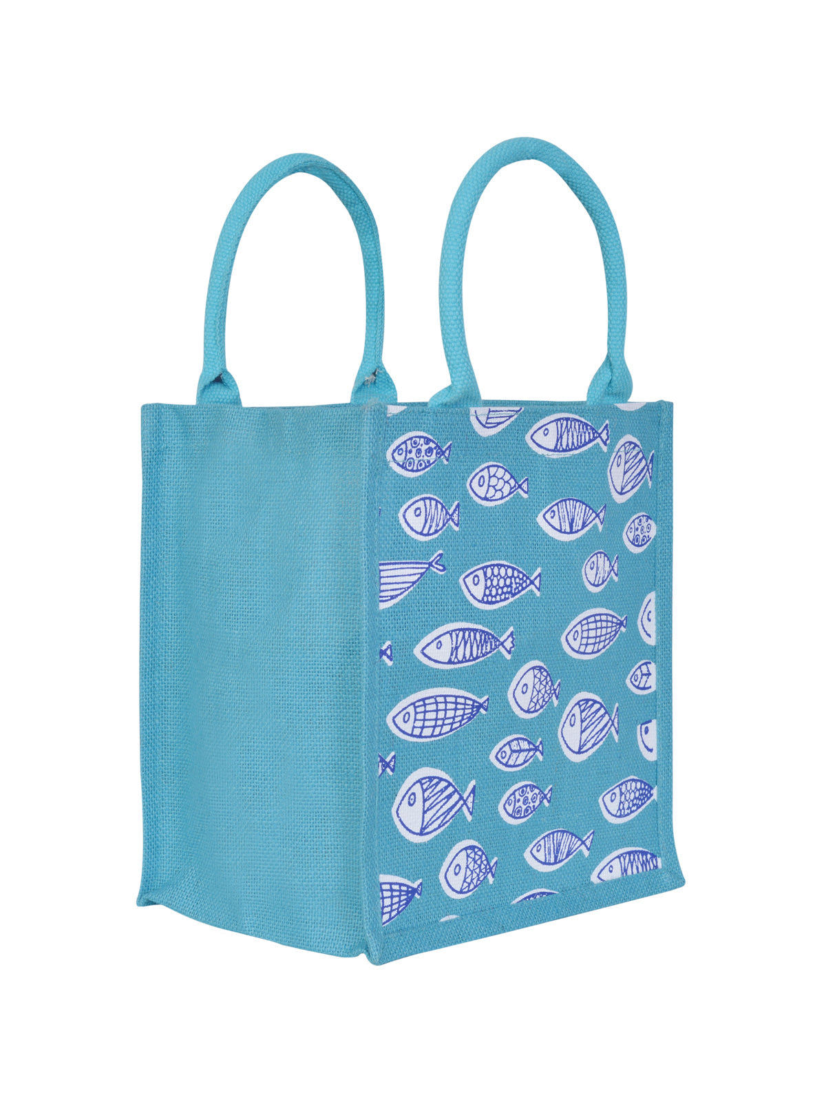 Jute Cottage Fish Print Zipper Lunch Bag 100% Genuine
