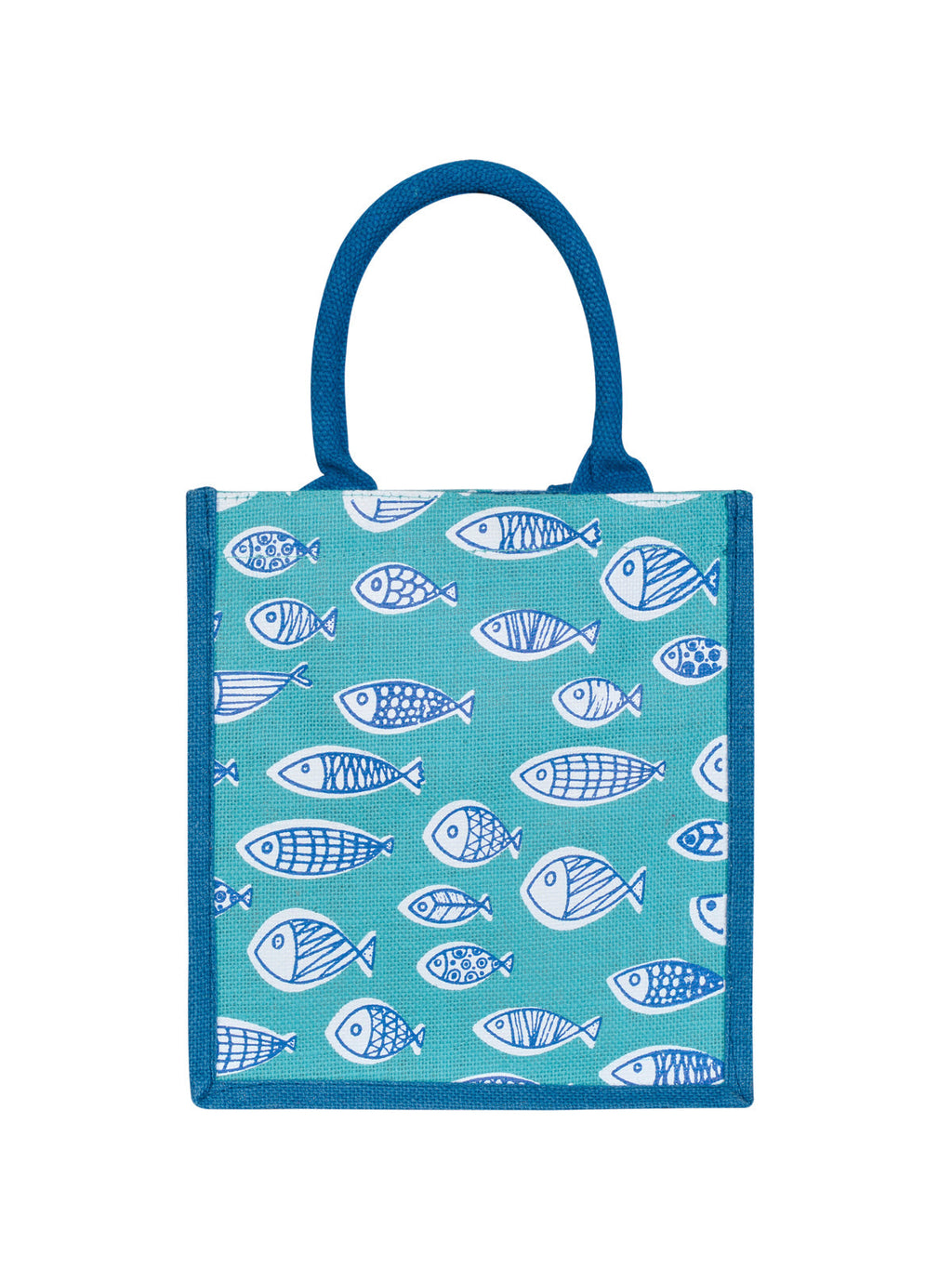 Jute Cottage Fish Print Zipper Lunch Bag 100% Genuine