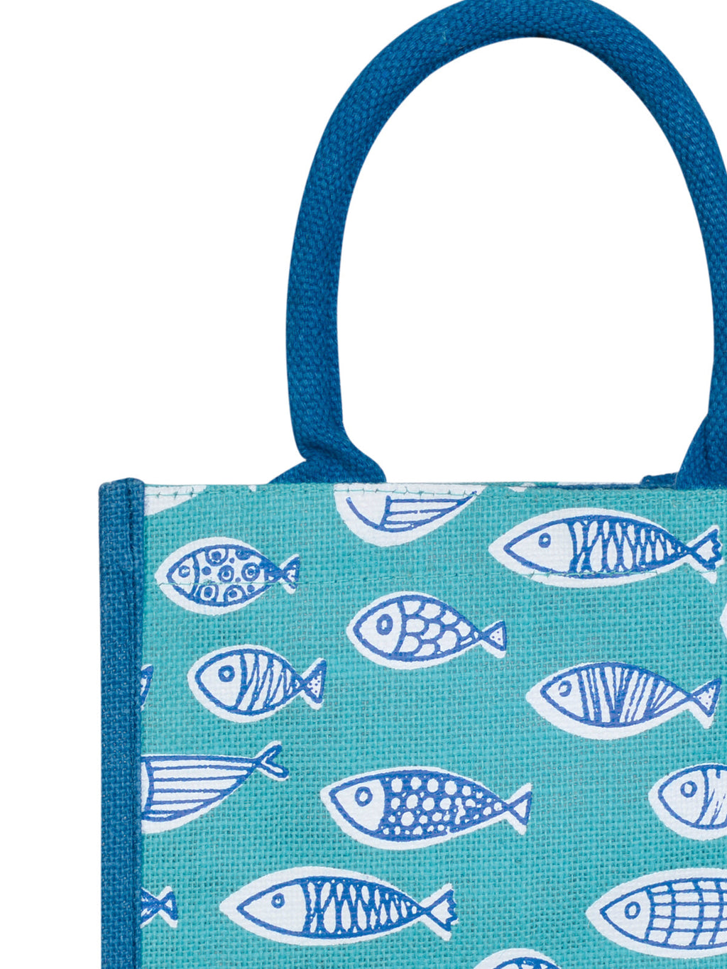 Jute Cottage Fish Print Zipper Lunch Bag 100% Genuine