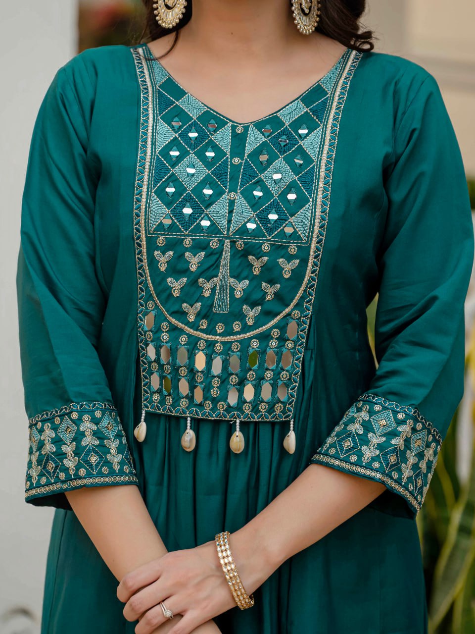 Lehenga Mart Designer Anarkali Suit Ready To Wear Kurta Pant With Dupatta For Women-Teal Green