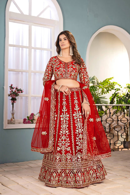 Lehenga Mart Designer Bollywood Style Wedding Wear Lehenga Choli - Red