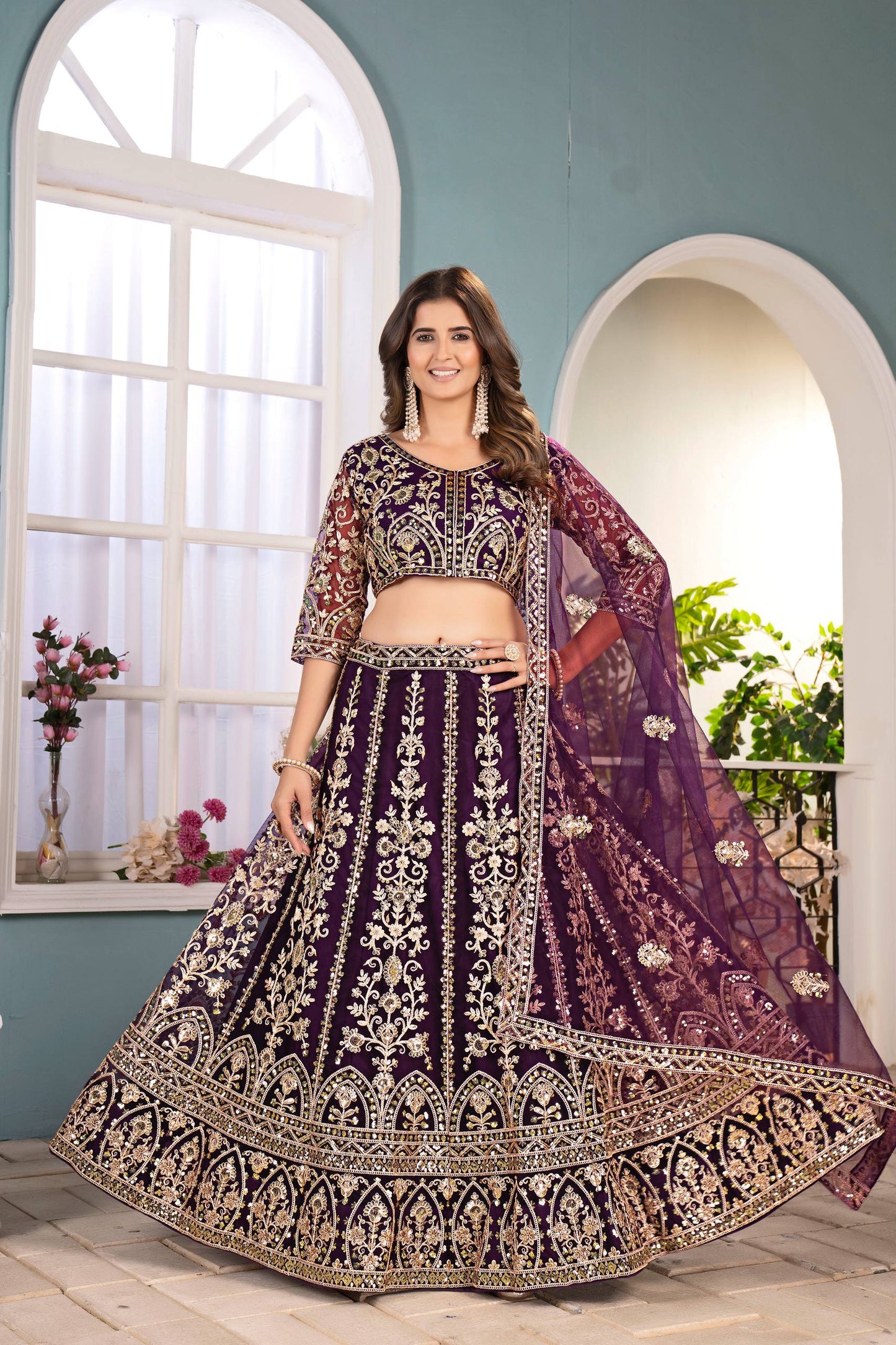 Lehenga Mart Designer Bollywood Style Wedding Wear Lehenga Choli - Wine
