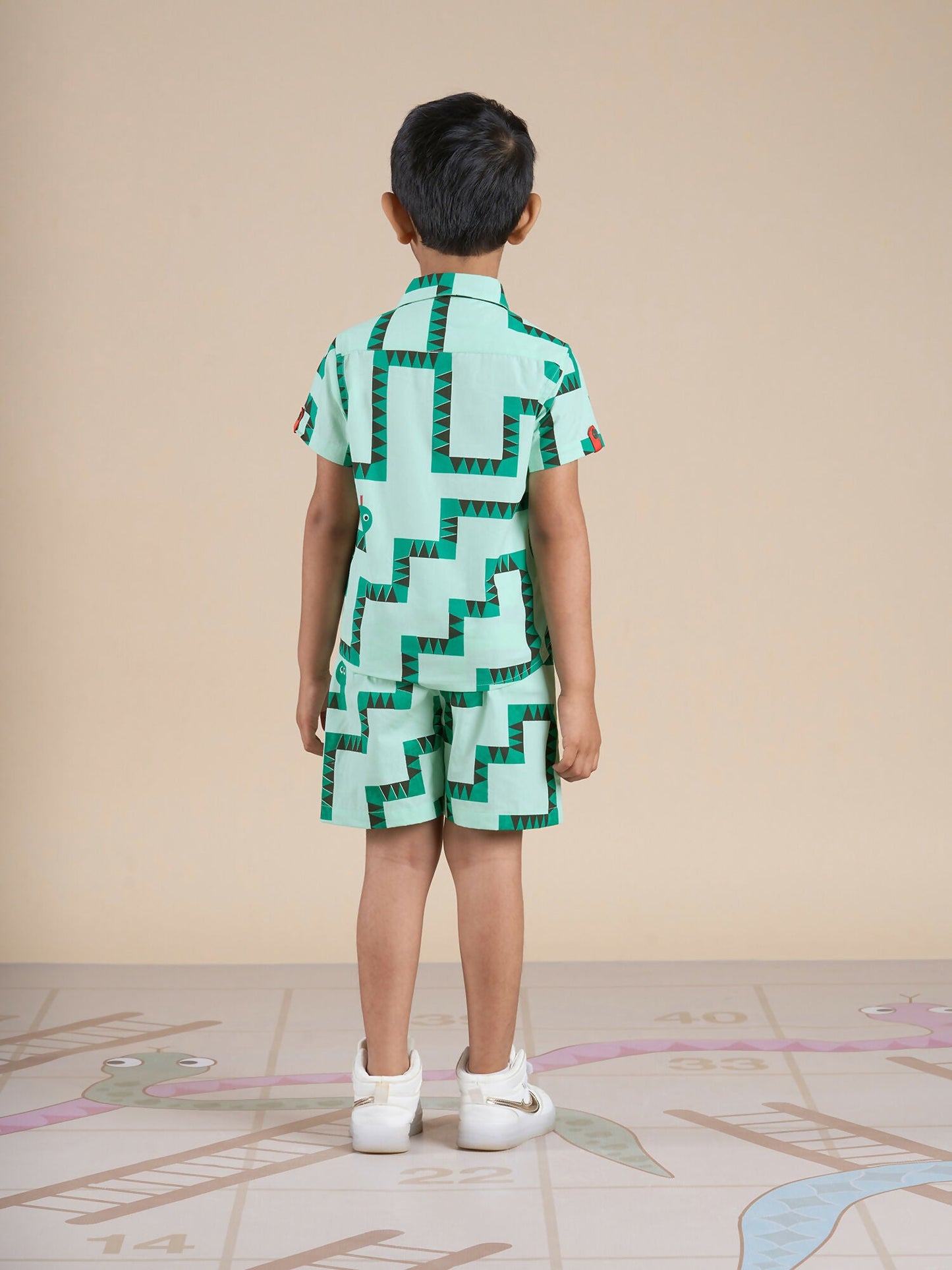 Snakes and Ladders Boys Green Table Print Shirt and Boxer Sets from Siblings Collection