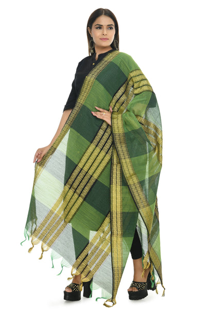 Mominos Fashion Moeza Handloom Cotton Green Tone Dupatta