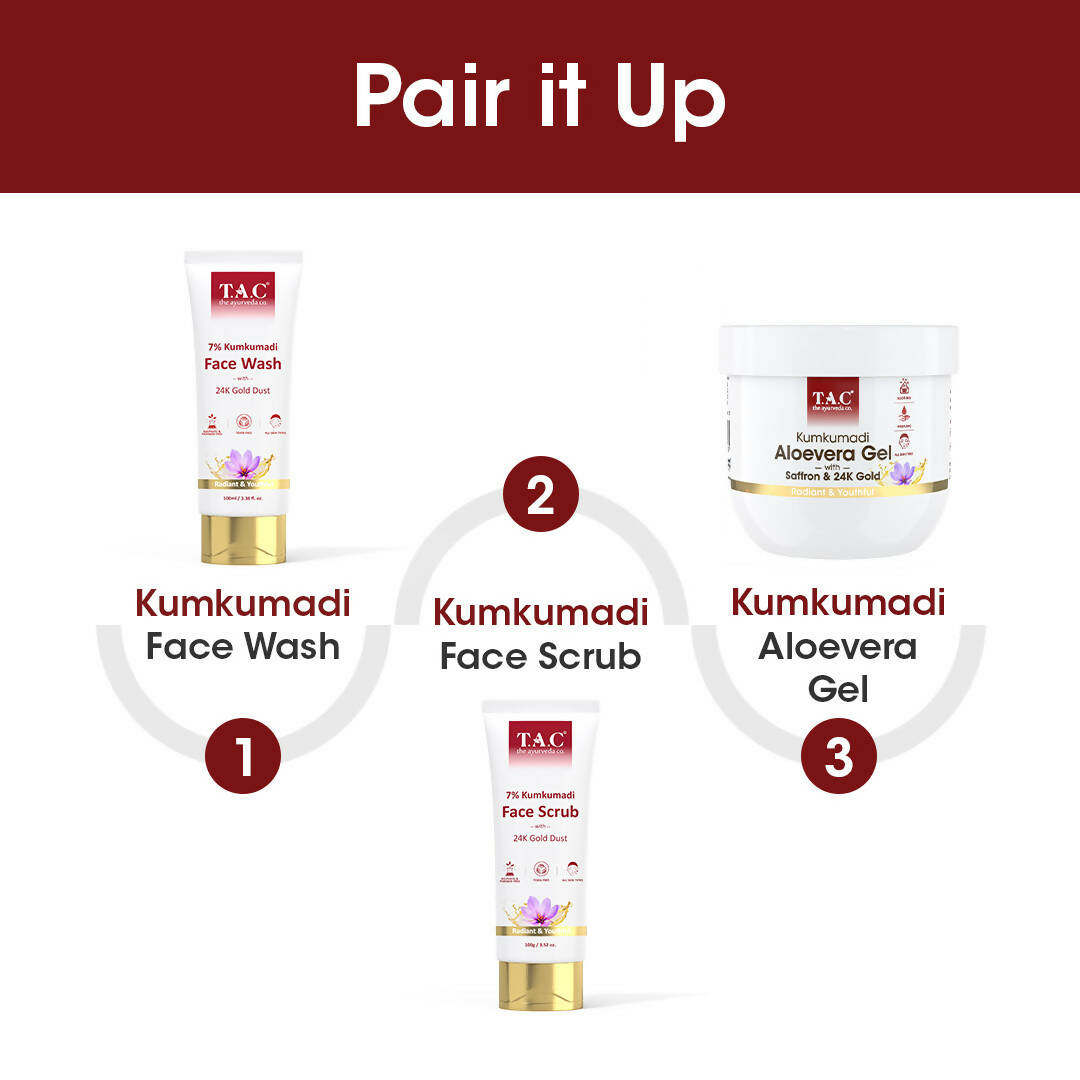 T.A.C - The Ayurveda Co. Kumkumadi Natural Aloevera Gel for Face & Body with Saffron & 24K Gold Flakes