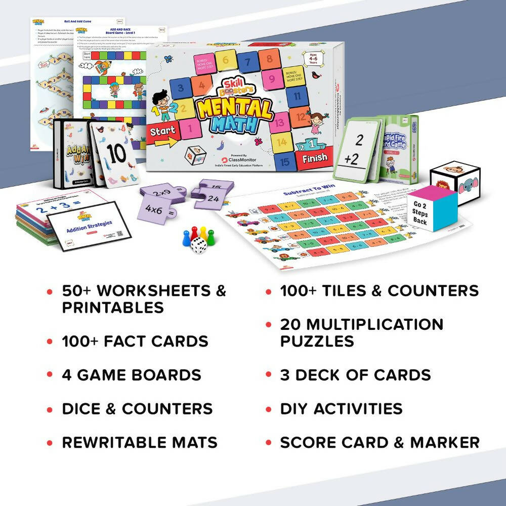 ClassMonitor Mental Math Kit for Learning Math with Free Mobile App-Learning Educational Kit for Kids of Age 4-6 Years