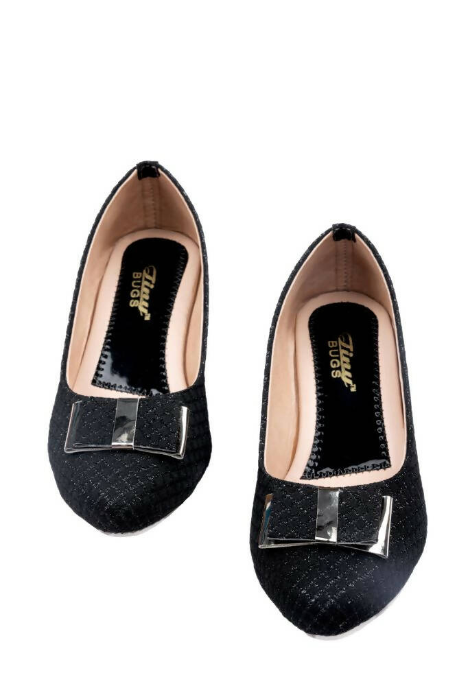 Tiny Bugs Girls Party Wear Ballerinas - Black