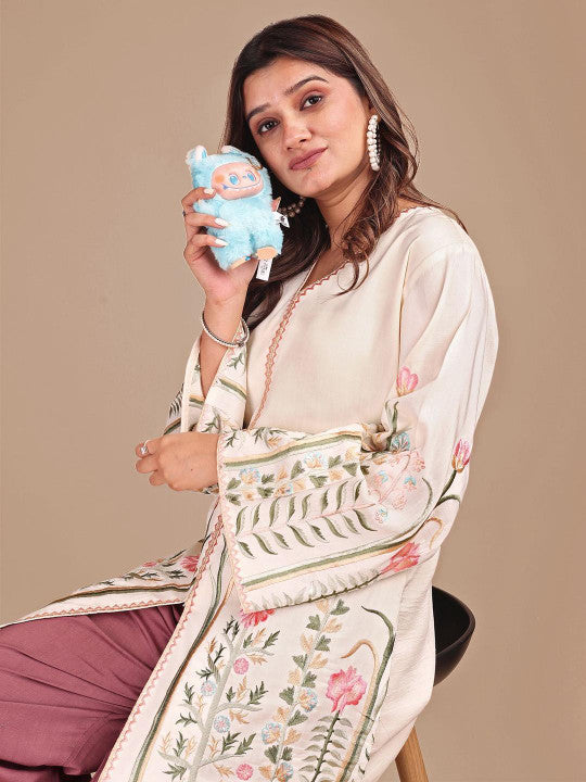 Tikhi Imli Embroidered V-Neck Tunic With Trousers Co-Ords