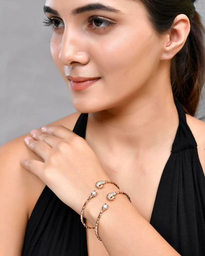 VOJ Set of 2 Dual Tone Bangles with Peacock Designed