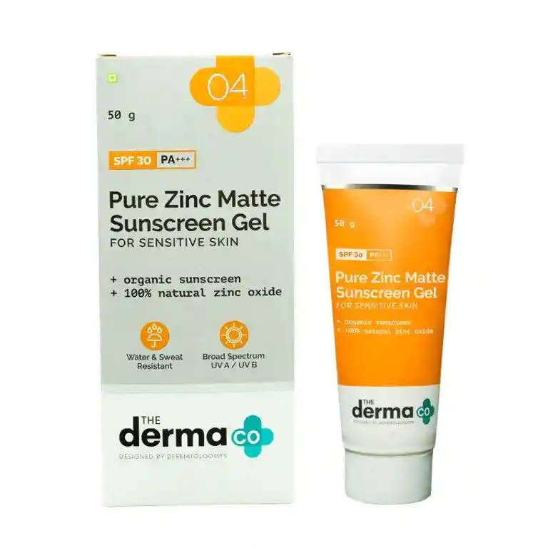 The Derma Co Pure Zinc Matte Sunscreen Gel for Sensitive Skin - 50 gms