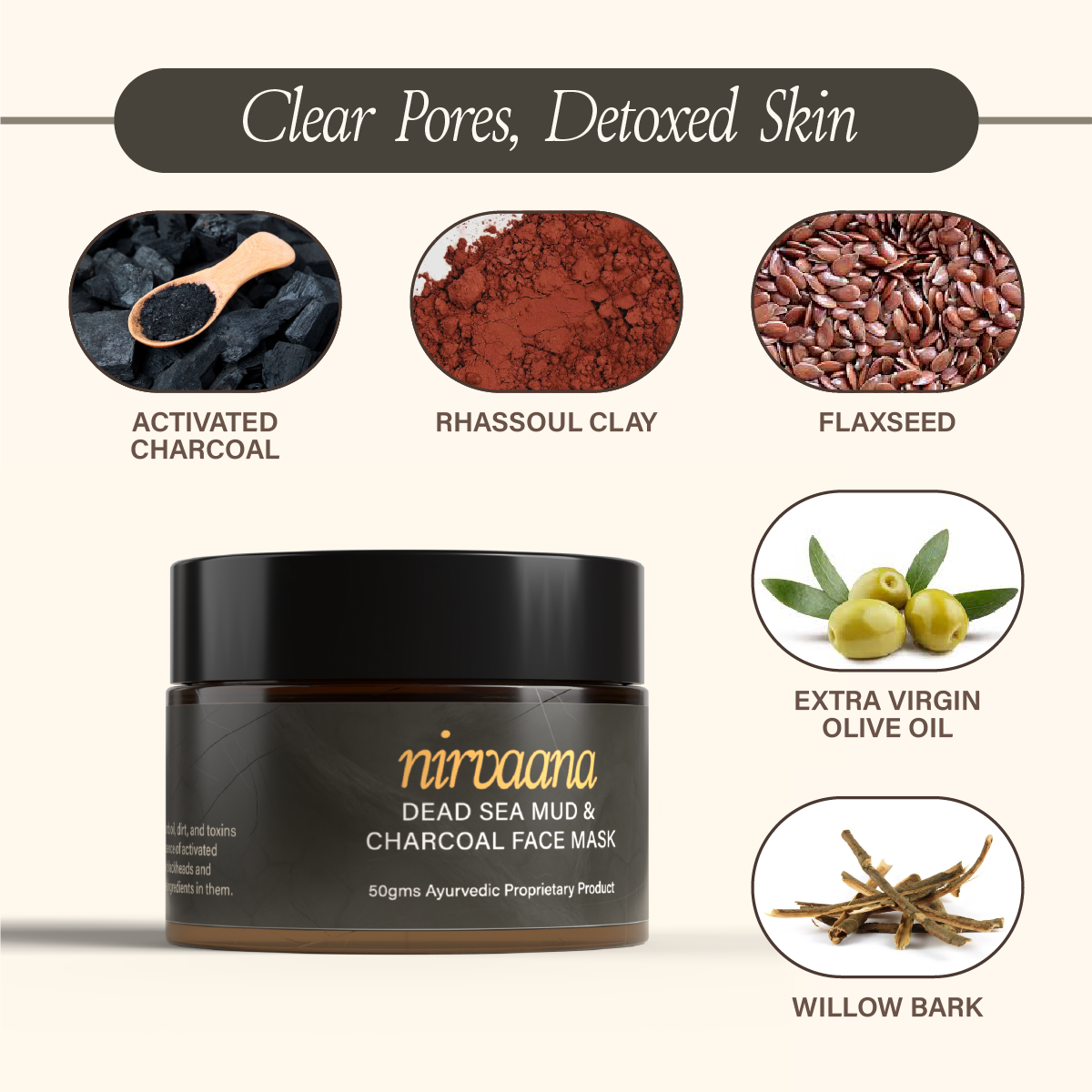 Evaraa Essential Dead Sea Mud and Charcoal Face Mask