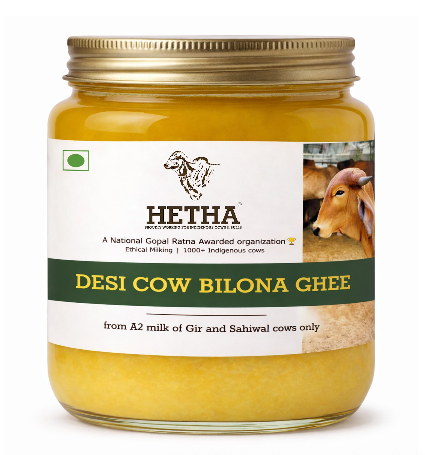 Hetha Desi Cow A2 cultured Bilona Ghee / A2 Ghee | Premium A2 Desi Ghee | Cultured Cow Pure Ghee