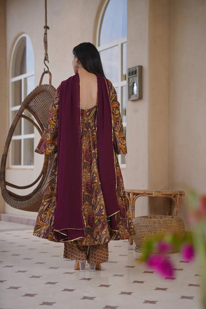 Aayaa Multi Cotton Silk Designer Full Flaired Printed Kurta Set with Dupatta