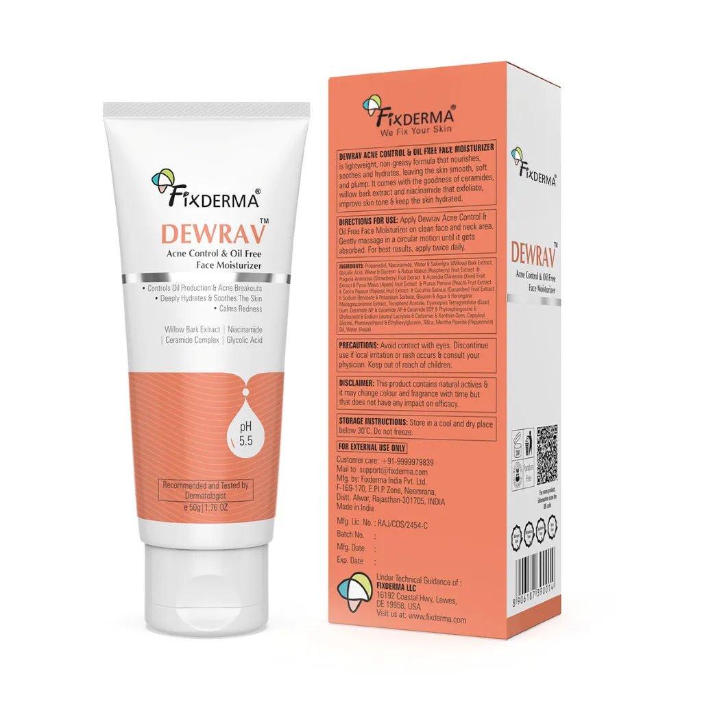 Fixderma Dewrav Acne Control & Oil Free Face Moisturizer - 50 gms