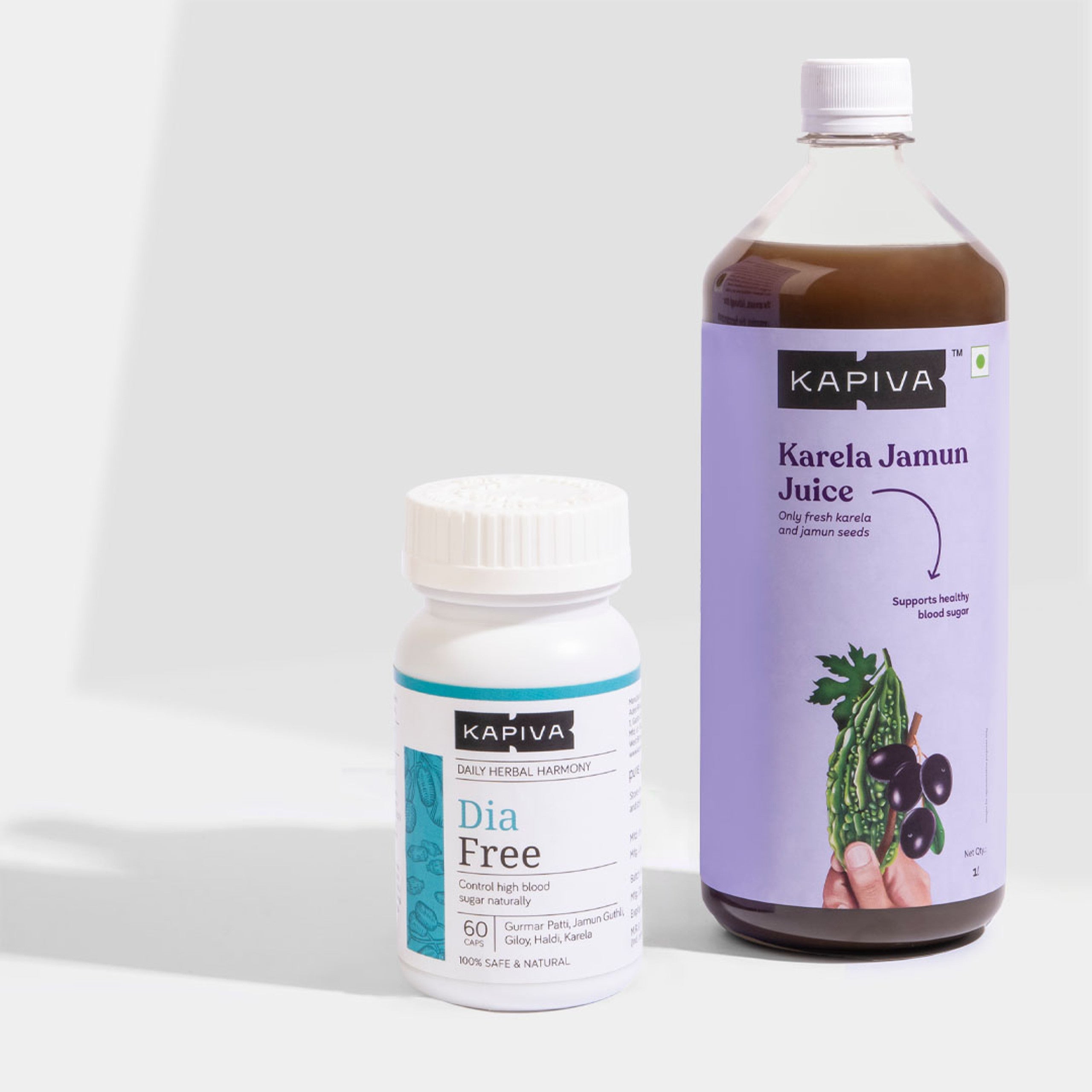 Kapiva Karela Jamun Juice & Dia  Capsules Combo