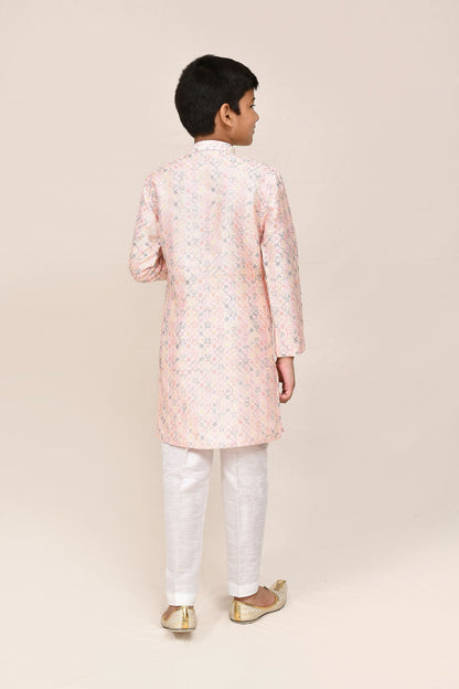 Joban Fashion Art Silk Baby Pink Kurta With Straight Fit Pant