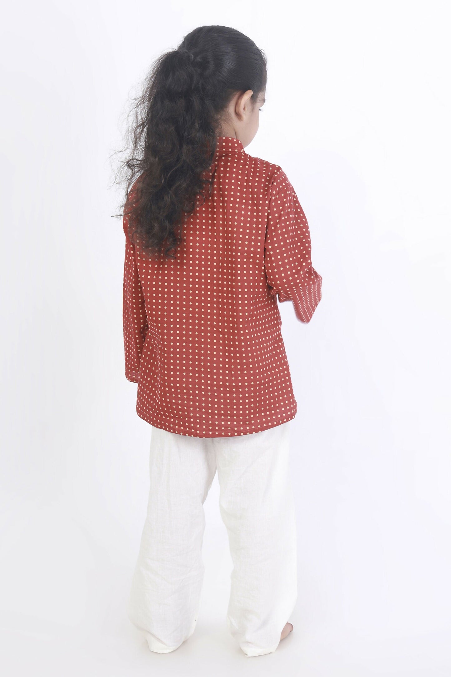 Breathables Kids Cotton Night Suit – Red Polka Dot Kurta & Pyjama Co-Ord Set For Boys & Girls