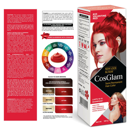 Cosglam Semi Permanent Hair Color for Women & Men (#23 Valentine Red)