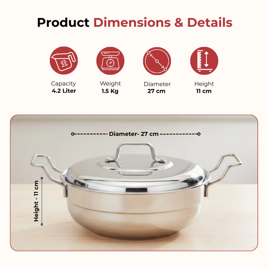 Vinod Doniv Titanium Triply Stainless Steel Multi Kadhai 6 Plates Idli Steamer Induction