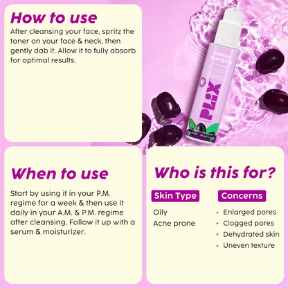 PLIX The Plant Fix - Jamun Active Acne Regime With Cleanser & Toner To Unclog Pores & Reduce Acne