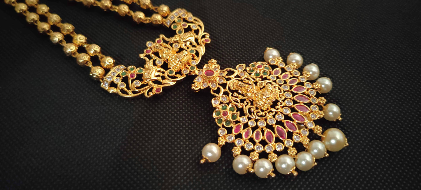 Gold-Polished Temple Long Necklace