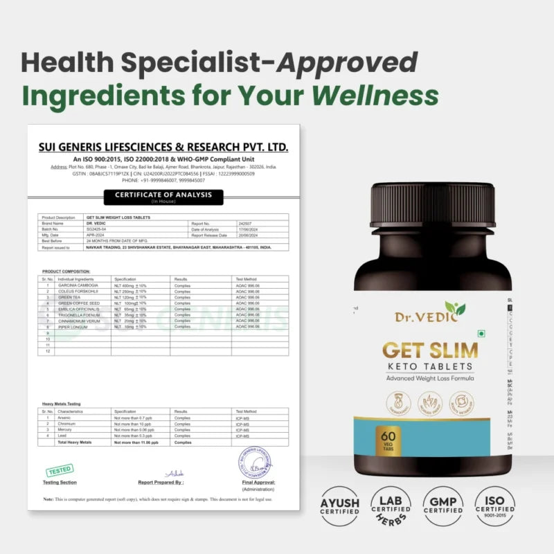 Dr. Vedic Keto Weight Loss Tablets - 60 Tabs