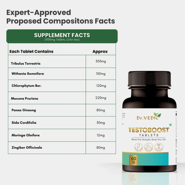 Dr. Vedic Testoboost Tablets - 60 Veg Tabs