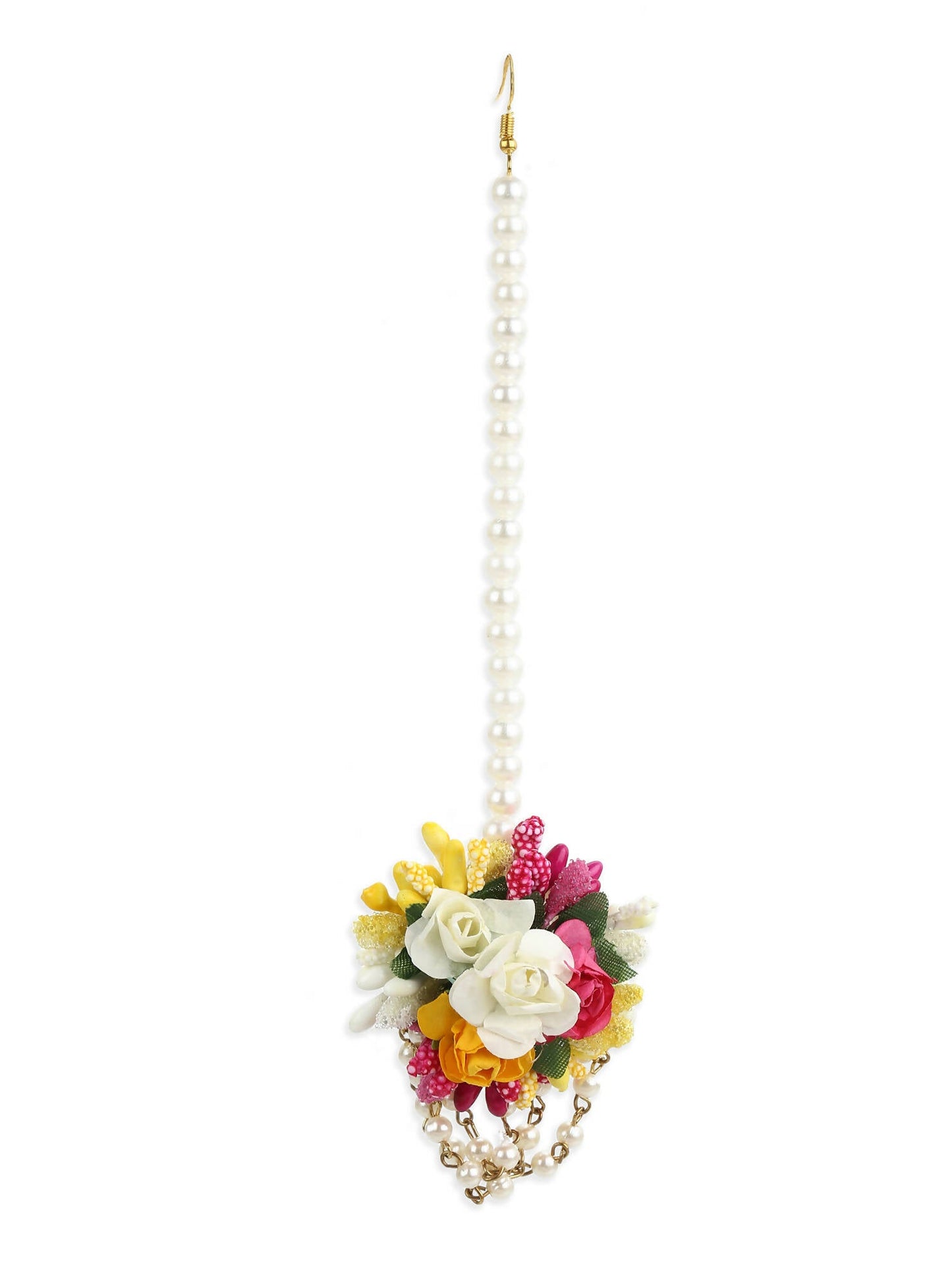 Yellow Pink Beaded Flower Jewellery Set - Ruby Raang