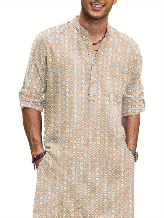 Anouk Geometric Embroidered Mandarin Collar Straight Chikankari Work Cotton Kurta