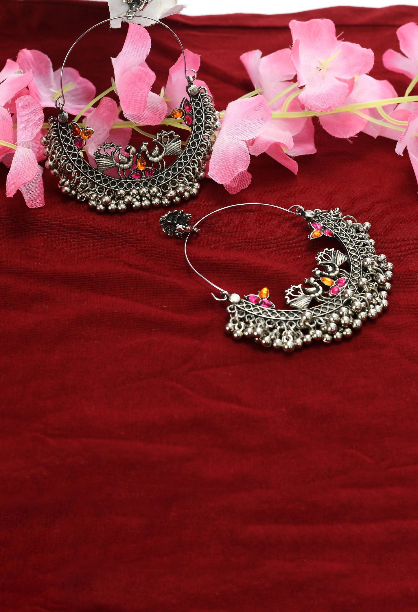 Mominos Fashion Johar Kamal Peacock Design Chandbali Earrings