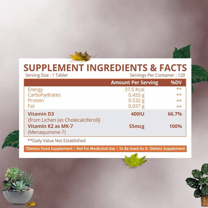 Himalayan Organics Vitamin D3 + K2 Tablets