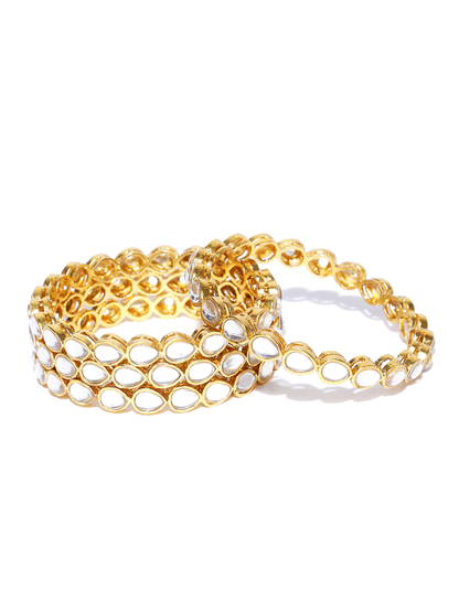 Gold-Polished Alloy Kundan Studded 4 Bangle Set - The Pari
