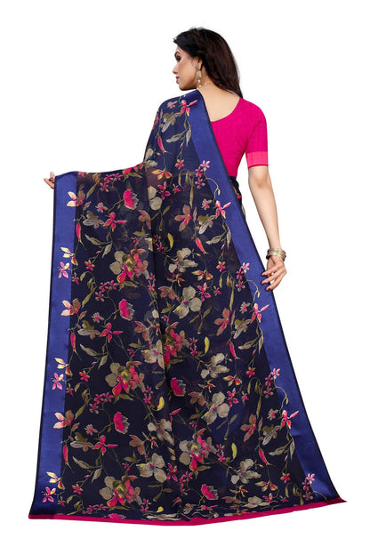 Vamika Navy Linen Satin Patta Saree (MANSI NAVY)