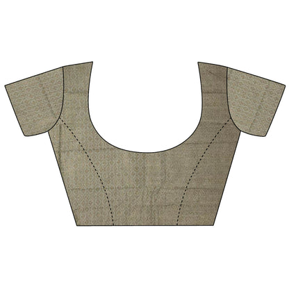 Joban Fashion Grey Banarasi Soft Lichi Silk Checks & Woven Saree