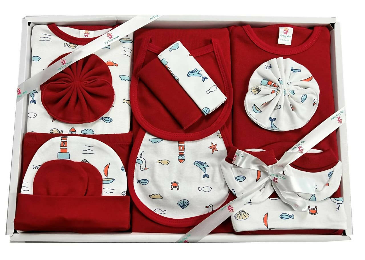 My Tiny Wear Full Sleeves New Born Baby Gift Set - Lovely Red